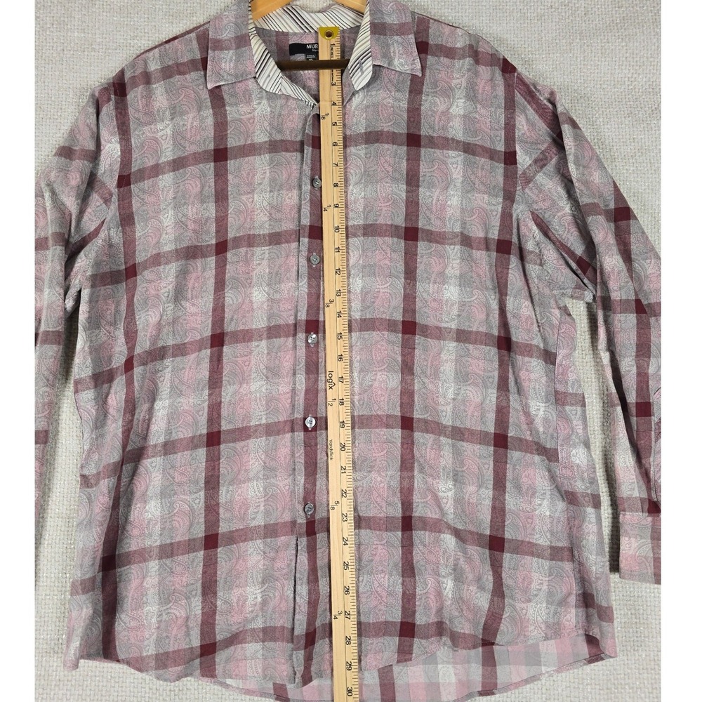 MURANO Liquid Luxury Mens XL Long Sleeve Button‎ Down Shirt Plaid Paisley